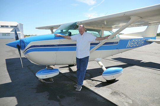 The Sentinel-Record/Mara Kuhn MASTER PILOT: Larry Prentiss, standing next to a Cessna 162 at Hot Springs Memorial Field, was recently the recipient of the Wright Brothers Master Pilot Award.