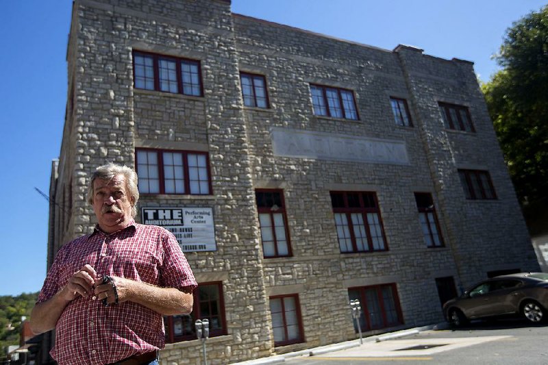 Eureka Springs Mayor Robert “Butch” Berry, shown Wednesday outside the city’s municipal auditorium, said approval of a 1 percent sales tax would help the city repair the building’s foundation and hire a full-time manager. 