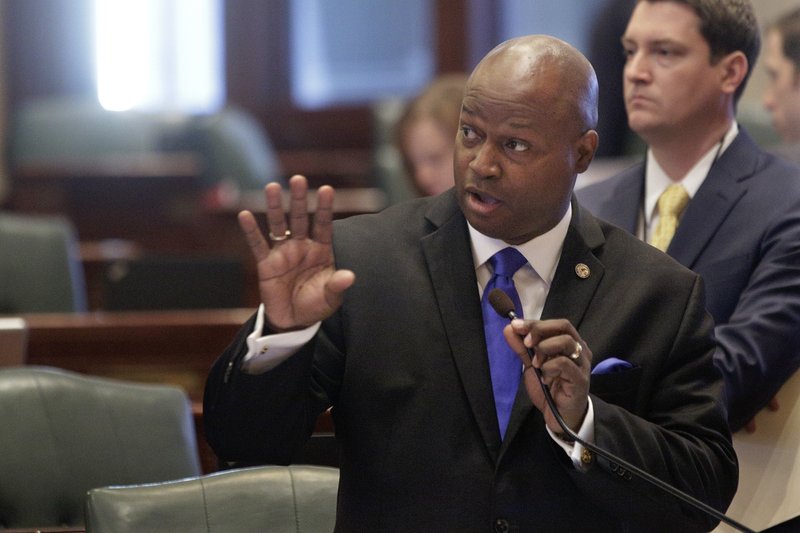 FILE - In this May 25, 2016 file photo, Illinois Rep. Emanuel Chris Welch, D-Westchester, speaks to lawmakers at the Capitol in Springfield, Ill. 