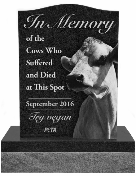 PETA is asking the Arkansas State Highway and Transportation Department if it can install this headstone next to Arkansas 5 in Baxter County. 