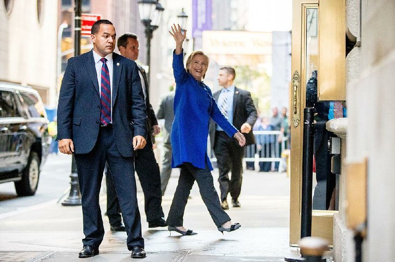Hillary Clinton arrives for a fundraiser Thursday at the St. Regis Hotel in New York.