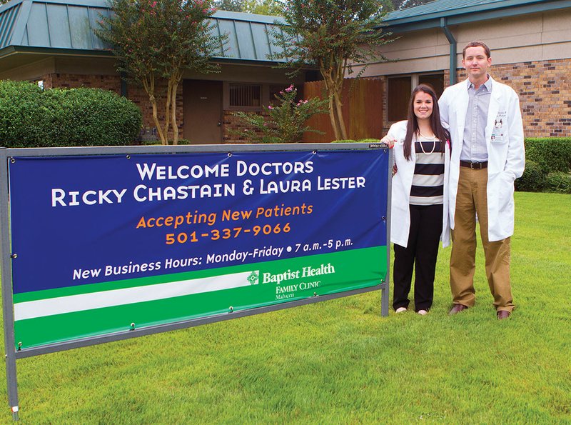 Laura Lester, left, and Ricky Chastain are a husband-wife duo practicing medicine at the Baptist Health Medical Center-Hot Spring County in Malvern. Lester and Chastain married in January.