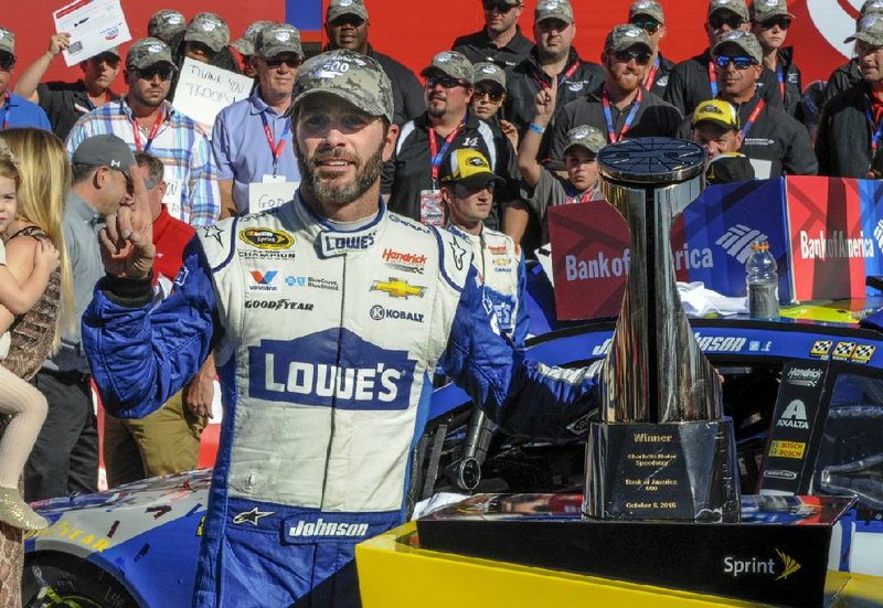 Jimmie Johnson ended a 24-race winless streak and grabbed a spot into the third round of the Chase for the Sprint Cup by holding off Matt Kenseth to win the Bank of America 500 on Sunday.