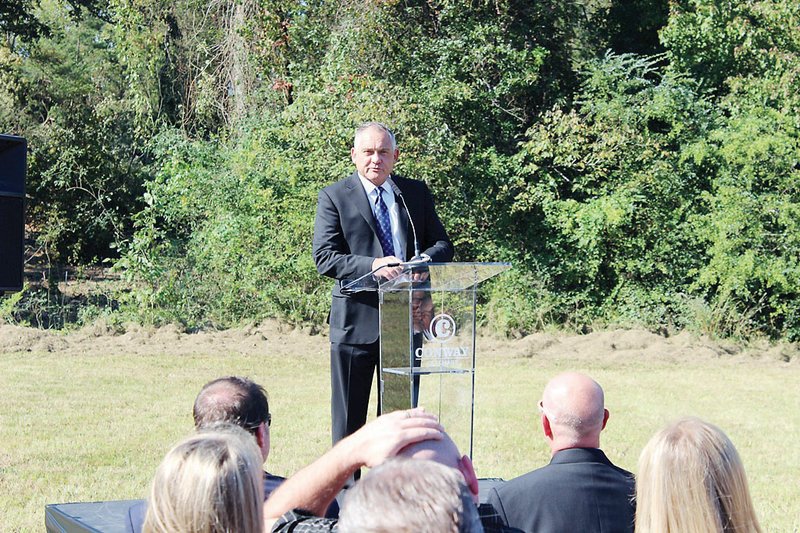 Richard Clark, division president of Acadia Healthcare in Franklin, Tenn., speaks Oct. 6 at the groundbreaking on Sturgis Road for Conway Behavioral Health. The $24 million, 80-bed inpatient facility is scheduled to open in October 2017.