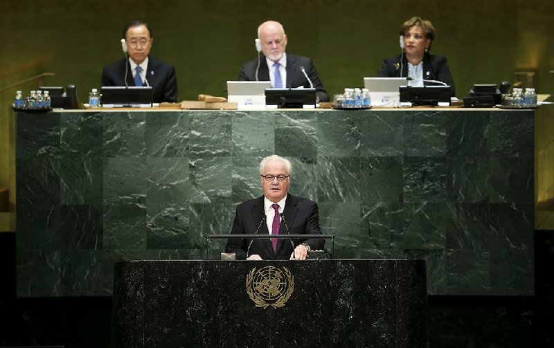 Vitaly Churkin, Russia’s U.N. ambassador, makes a statement Thursday during the appointment meeting for Secretary-General-designate Antonio Guterres. On Friday, Churkin said “a string of things” have brought U.S.-Russian relations to their current low point. 