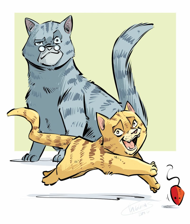 Arkansas Democrat-Gazette cat versus kitten illustration