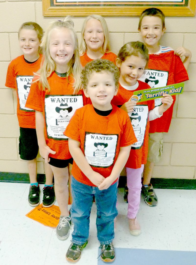 Photo submitted by Zane Vanderpool PAWS Students of the Month for October are: front row, Bryan Maddox of Gravette; middle row from left, Layla Patton of Gravette, Karabelle Fuqua of Bella Vista; and, back row from left, Daxx Belland of Bella Vista, Landyn Perrine of Gravette, and Hayden Chapman of Sulphur Springs.