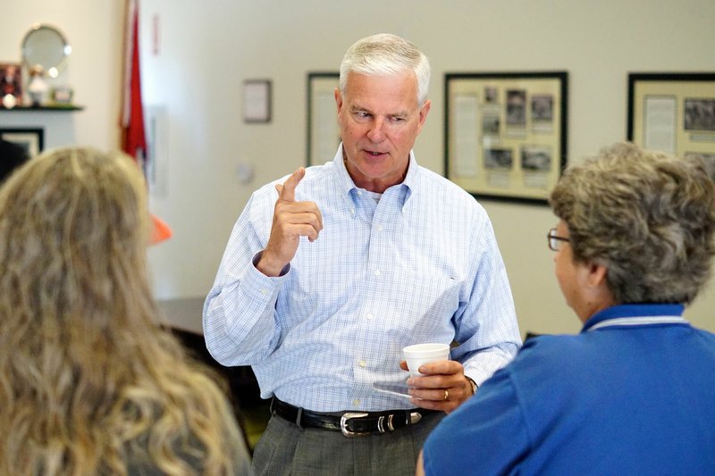 Photo by Randy Moll U.S. Congressman Steve Womack spoke to his constituents in Gentry on Monday at a Coffee with the Congressman event held in the McKee Community Room at the Gentry Public Library.