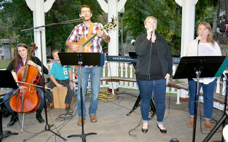 Janelle Jessen/Herald-Leader The worship band from Rogers Christian Church provided live music before the program began on Friday evening. Rose Sparrow and Time Stone also performed during the event.