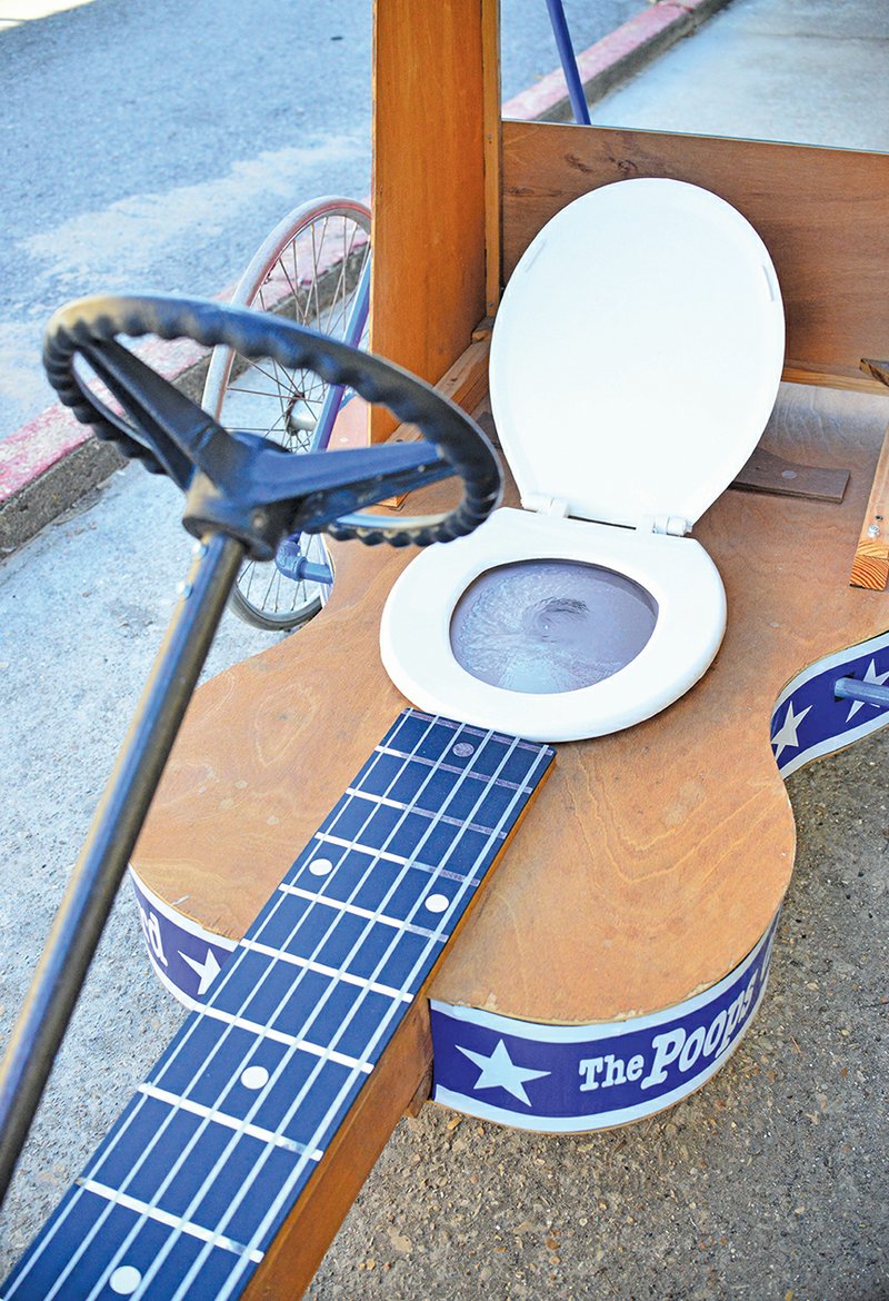 This outhouse that David Potts and his team created features a guitar-shaped frame and a Dukes of Hazzard theme. The Great Arkansas Championship Outhouse Races will take place Oct. 28 and 29 in Mountain View.