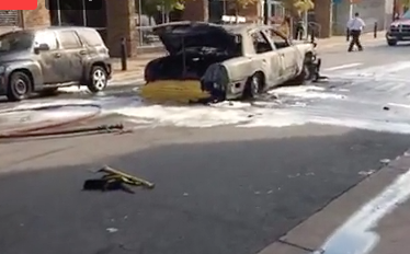 A taxicab caught fire Wednesday morning in Little Rock's River Market District. 
