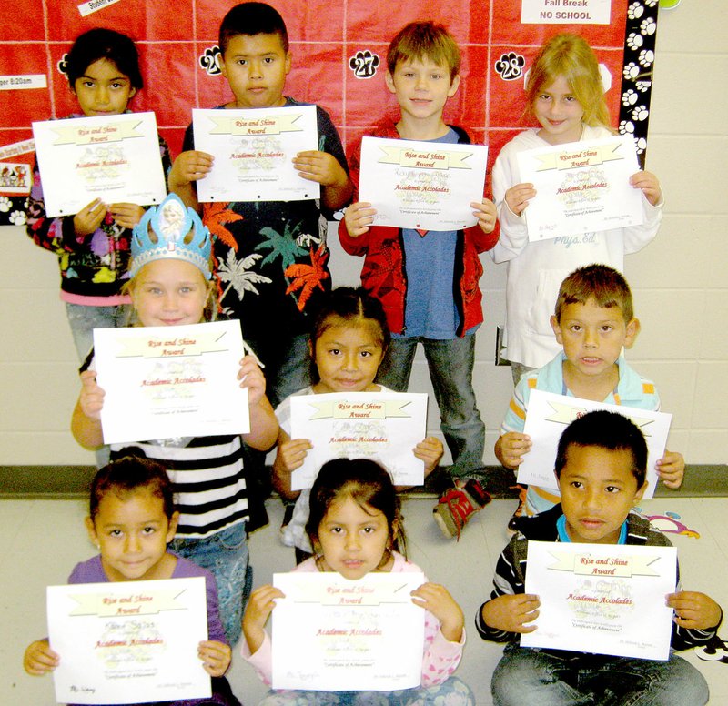 PHOTO SUBMITTED BY SHANDRA STEPHENS The Noel Primary Academic Accolades for Oct.10 are: front row from left, Madiz Smith, Wendy Maldanado, Keren Salas; middle row from left, Jesse Davenport (not pictured), Aaron Pogue, Kily Lopez, Terah Mitchell; and back row from left, Payton Hallford, Ricky Ortega, Giovanni Diaz, and Daniela Vasquez.