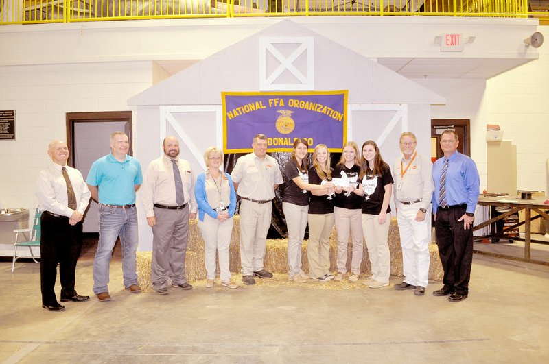 RACHEL DICKERSON/MCDONALD COUNTY PRESS McDonald County High School sent off its state champion poultry judging team to the National FFA Championship in Indianapolis, Ind., on Tuesday. Tyson Foods donated travel expenses.