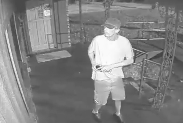 A still shot from surveillance video showing one of the people Fort Smith police think vandalized a local mosque.
