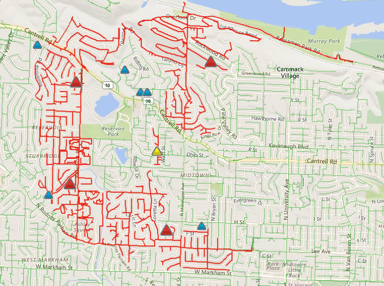 This screenshot of an Entergy map shows customers without service as of 9:11 a.m. Power was restored less than an hour later.