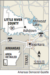 A map showing the location of Little River County.