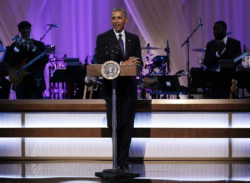 President Barack Obama speaks at a BET event on the South Lawn of the White House, in Washington, Friday, Oct. 21, 2016. 