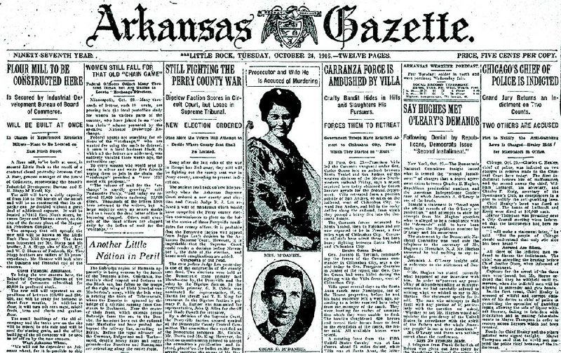 Excerpt of front page of the Oct. 24, 1916, Arkansas Gazette 