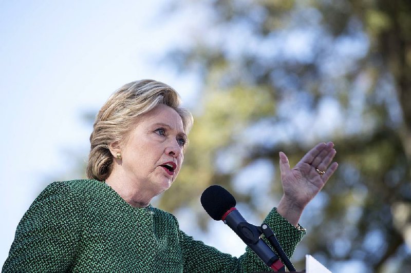 Democratic presidential candidate Hillary Clinton speaks during a campaign event Sunday at The Quad at Saint Augustine’s University in Raleigh, N.C.