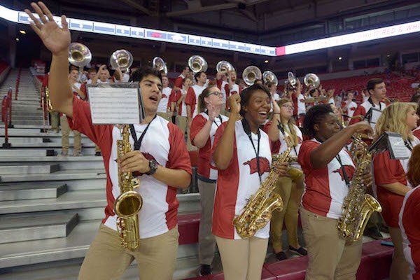 Arkansas' band plays during the annual Red-White basketball game Sunday, Oct. 23.