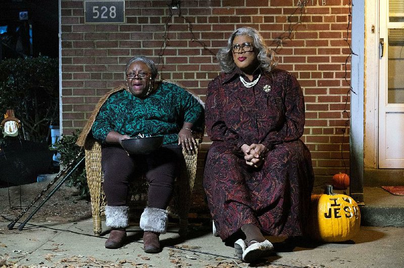 Cassi Davis (left) plays Aunt Bam and Tyler Perry stars as Madea in Tyler Perry’s Boo! A Madea Halloween. The film came in first at last weekend’s box office and made about $28.5 million.