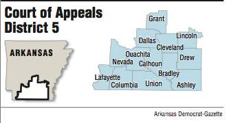 Map showing the location of the District 5 Court of Appeals