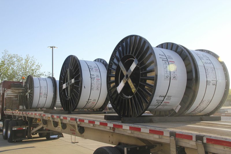 Courtesy Photo/OZARKS ELECTRIC COOPERATIVE Miles of fiber-optic cable waits to be installed for OzarksGo, Ozarks Electric Cooperative's upcoming broadband network. The cooperative expects the network to become available to its first customers before the end of the year.