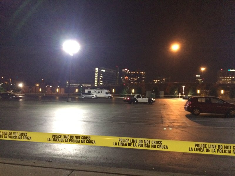 Police investigate a shooting Monday night outside the Clinton Presidential Library in Little Rock.