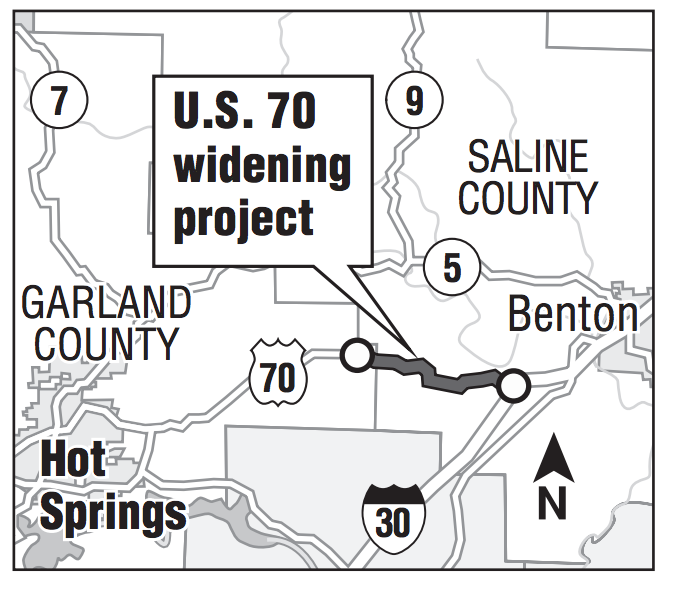 Map showing the location of the U.S. 70 widening project and Proposed expressway extension