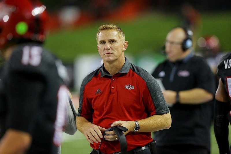FILE — ASU's head coach Blake Anderson during the Red Wolves' game against Georgia Southern on Oct. 5, 2016 in Jonesboro. 