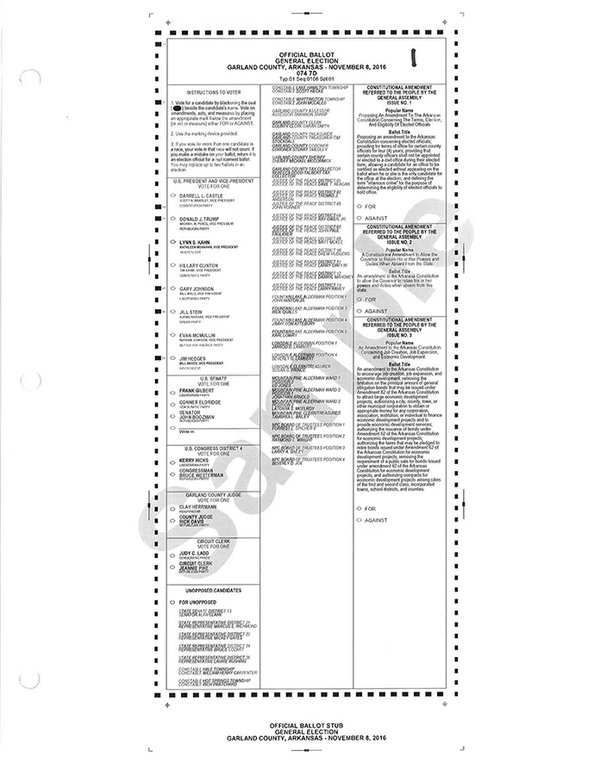 Sample ballot