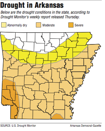Map showing drought conditions in Arkansas