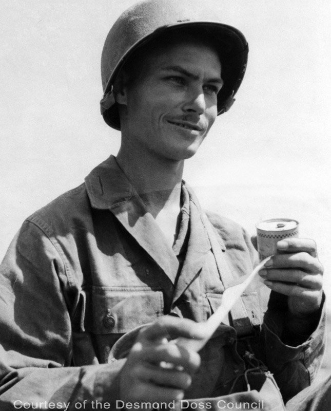 At the Maeda Escarpment, known as “Hacksaw Ridge,” Pfc. Desmond Doss, a medic, stayed on the battleground after his division retreated to treat and save wounded soldiers. Doss spent his entire service — including basic training — without touching a gun, based on his conviction in the Sixth Commandment: “Thou shalt not kill.”