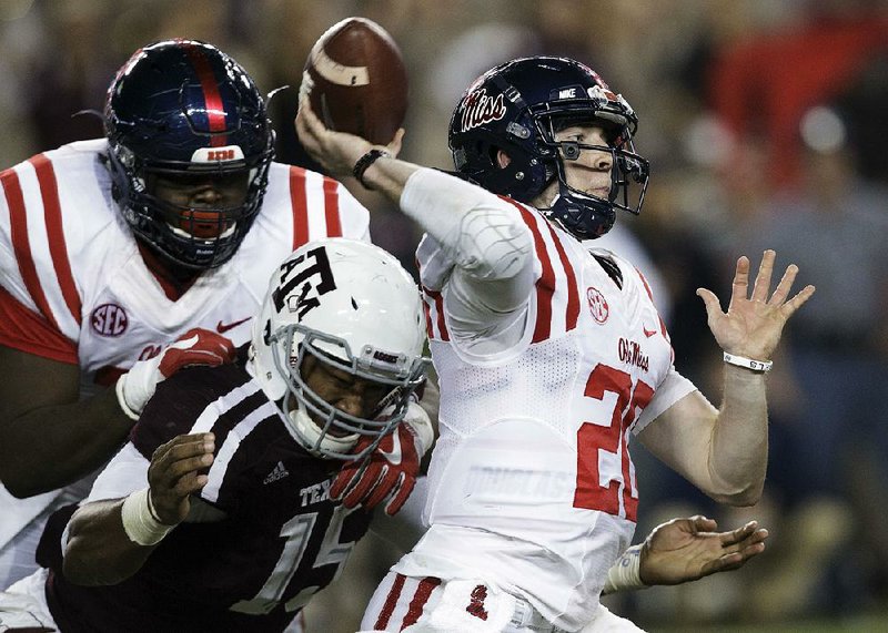 Mississippi quarterback Shea Patterson (20) went 25-of-42 passing for 338 yards with 2 touchdowns and 1 interception Saturday to lead the Rebels to a 29-28 victory over No. 8 Texas A&M at Kyle Field in College Station, Texas.