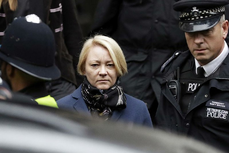 Swedish prosecutor Ingrid Isgren leaves the Ecuadoran Embassy in London on Monday after a meeting with WikiLeaks founder Julian Assange.
