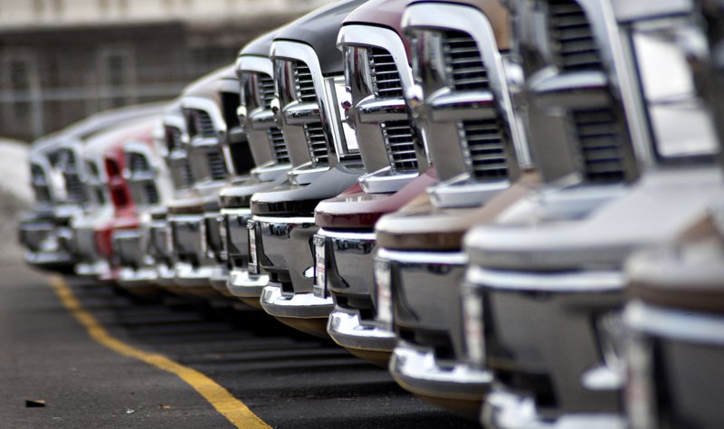 Dodge Ram pickup trucks at Sam Leman Chrysler, Dodge, Jeep in Peoria, Illinois, U.S., on Jan. 27, 2012. 