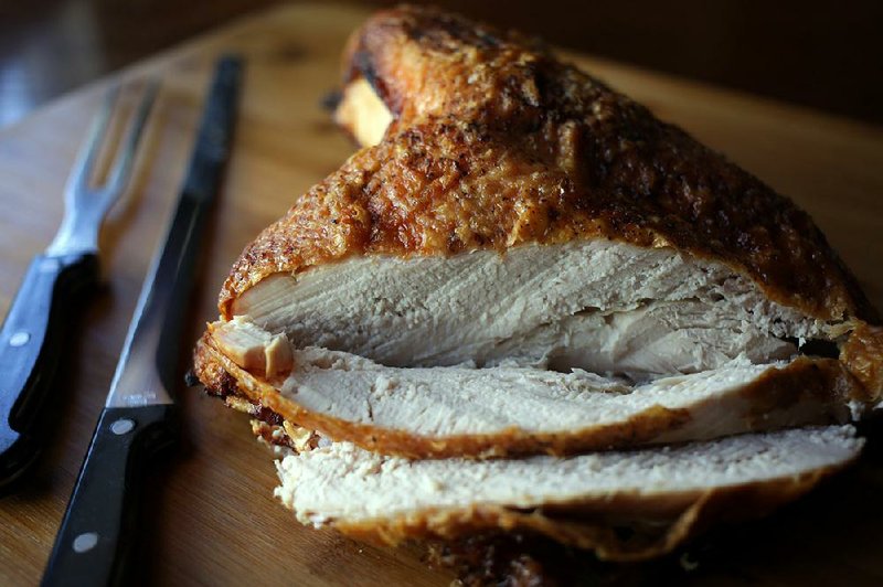 Spatchcocked Turkey may not be the prettiest, but it’s faster and tastier than a traditional roasted bird. If serving a small group or white-meat-only eaters, consider a turkey breast rather than a whole turkey. 