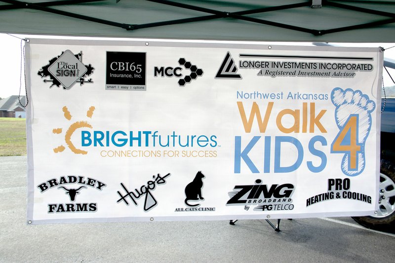 LYNN KUTTER ENTERPRISE-LEADER This Walk 4 Kids banner shows the businesses and organizations that sponsored the walk to benefit Bright Futures.
