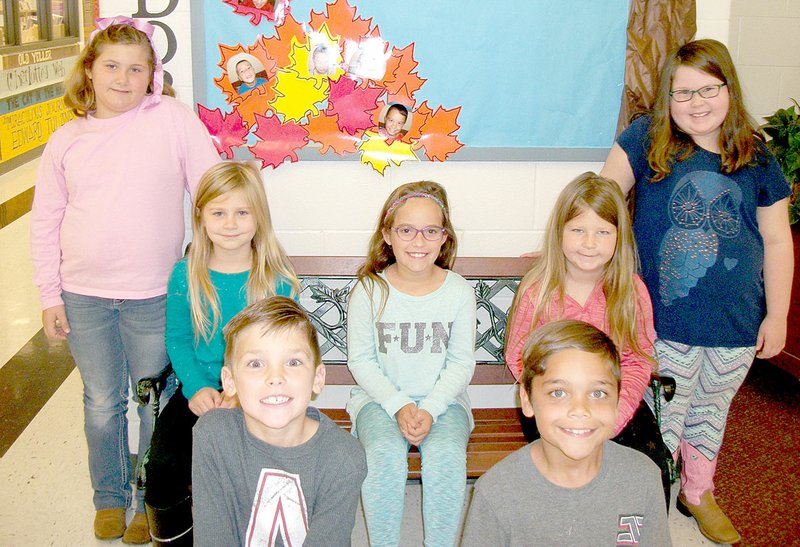 Photographs Submitted
Leaders of the month of November were announced at Blackhawk Friday at Pea Ridge Intermediate School. This group is the leader of the month for Habit II, Begin with the End in Mind. Third-grade leaders are, from left: Harley Ragsdale, Emma Hartman, Mya Lundy, Erica Angell, and Lacey Martin; and, kneeling, from left: Darrin Fletcher and Mason Singh.