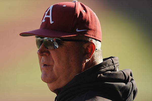 Arkansas pitching coach Dave Jorn watches during practice Friday, Jan. 23, 2015, at Baum Stadium in Fayetteville. Arkansas pitching coach Dave Jorn watches during practice Friday, Jan. 23, 2015, at Baum Stadium in Fayetteville.