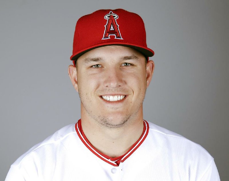 This is a 2016 file photo showing Mike Trout of the Los Angeles Angels baseball team. 