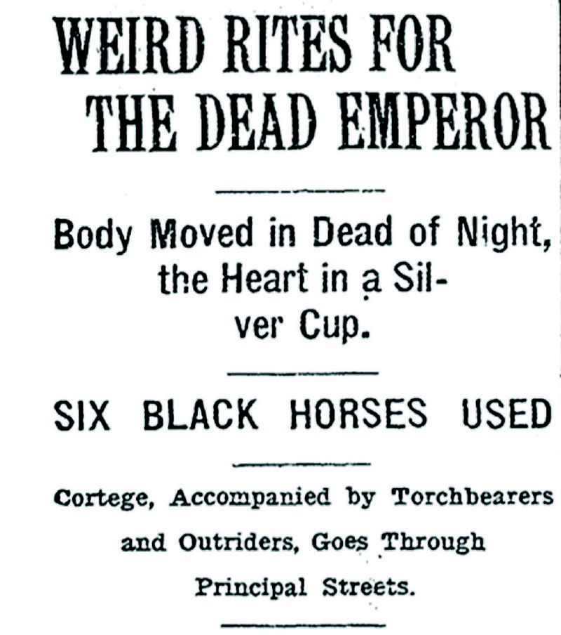 Headline in the Nov. 24, 1916, Arkansas Gazette after the death of Emperor Franz Joseph I of Austro-Hungary  the world's oldest reigning monarch.
