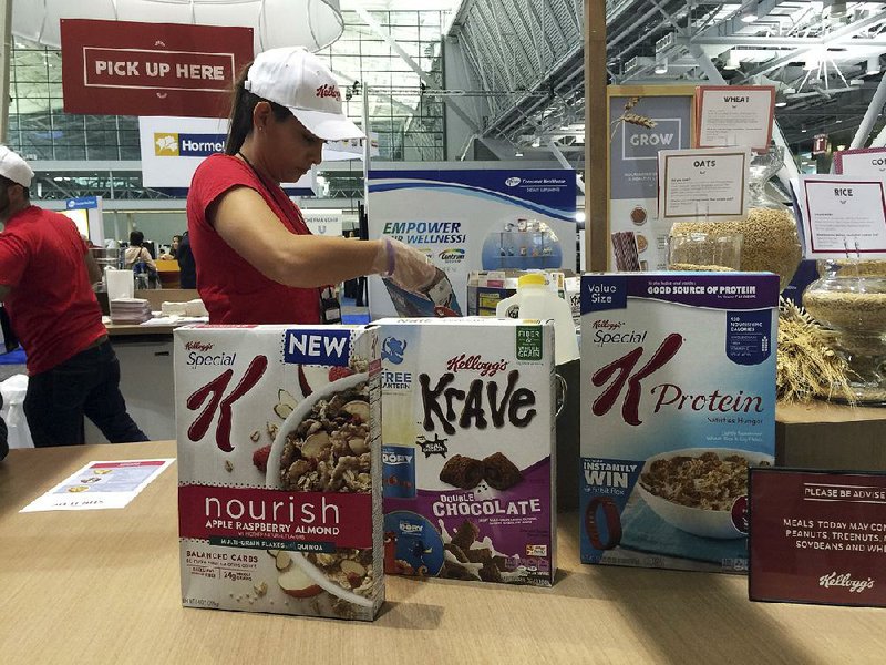 Kellogg products are displayed last month at a booth at a dietitians conference in Boston.



