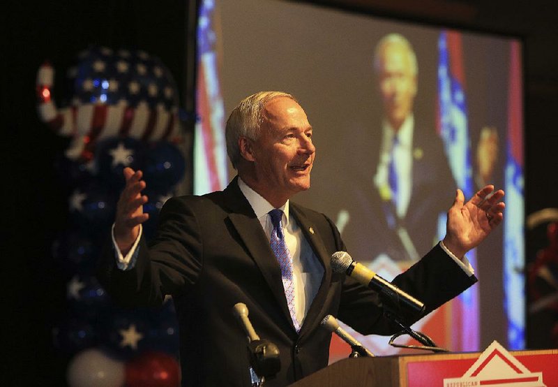 Gov. Asa Hutchinson is shown in this photo from earlier in the month.