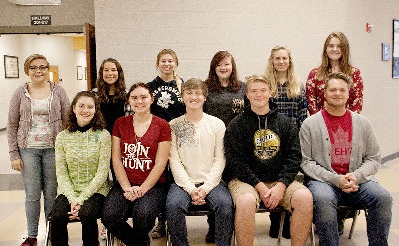 LYNN KUTTER ENTERPRISE-LEADER Prairie Grove students who made the 2016 All Region choirs: (front, left) Abigail Wetzel, Riley Masters, Colin Davazier, Kyle McMillen, Micah Duncan; (back, left) Kaylee Durham, Autumn Benedict, Leah Blanchard, Amanda Remson, Danielle Hall, Grace Gauldin. Not pictured Charles Wieburg. Colin and Danielle qualified to audition for All State Choir.