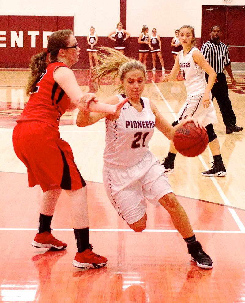 Photo by Randy Moll Madison Ward breaks for the basket during the game between Gentry and Eureka Springs in Gentry on Friday.