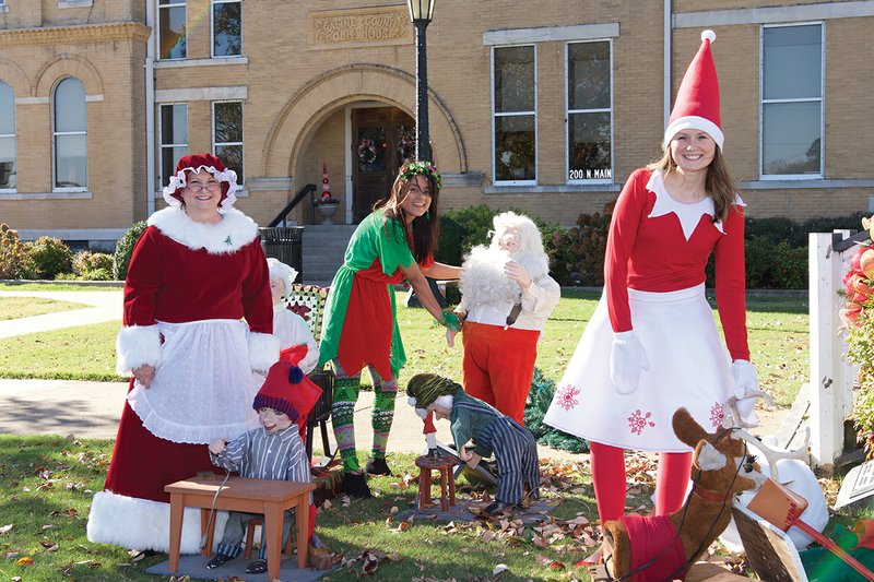 Getting ready for Christmas at the Saline County Courthouse are, from left, Connie Curry, public information specialist, dressed as Mrs. Claus; Angel Koder, purchasing specialist, dressed as an elf; and Amanda Arnold, building-maintenance administrative assistant, dressed as Elf on the Shelf. The Saline County Courthouse lighting ceremony will be Dec. 5, immediately following the parade in Benton. Santa and his helpers will be at the courthouse to greet visitors from 6-8 p.m. Dec. 5, 8, 13, 15, 16, 20 and 22.