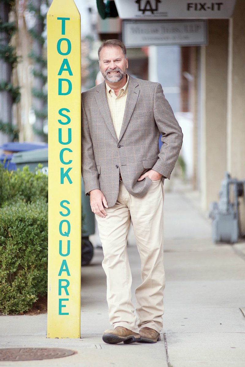 Incoming Conway Mayor Bart Castleberry stands on a street in downtown Conway near City Hall, where he is the director of permits and inspections. Castleberry, a longtime firefighter and fire chief for 20 years, said infrastructure will be a priority. “Conway’s a great place, and people are going to continue to move here.”