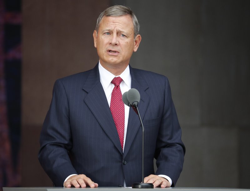 In this photo taken Sept. 24, 2016, Chief Justice John Roberts speaks in Washington.