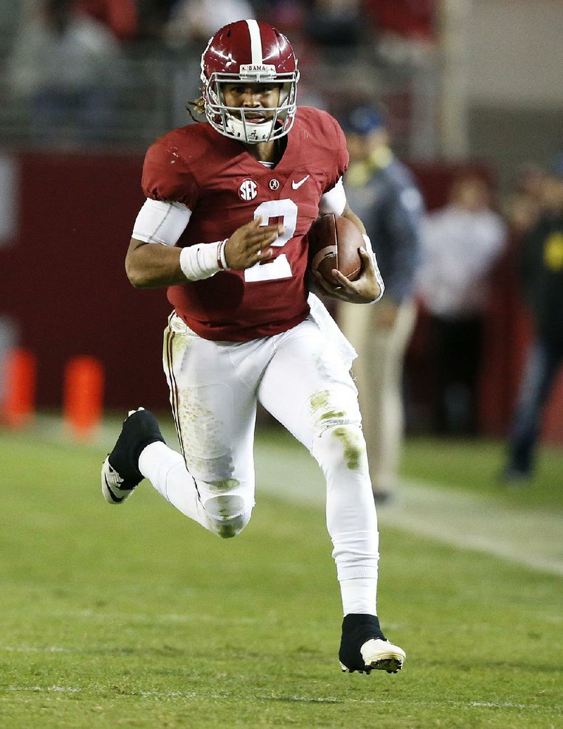 Alabama freshman quarterback Jalen Hurts set a season-season rushing record for a Crimson Tide quarterback with 840 yards on the ground to go along with his 2,454 yards passing.

